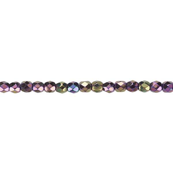 Bead, Czech fire-polished glass, iris purple, 3mm faceted round. Sold per pkg of 1,200 (1 mass). image number 0