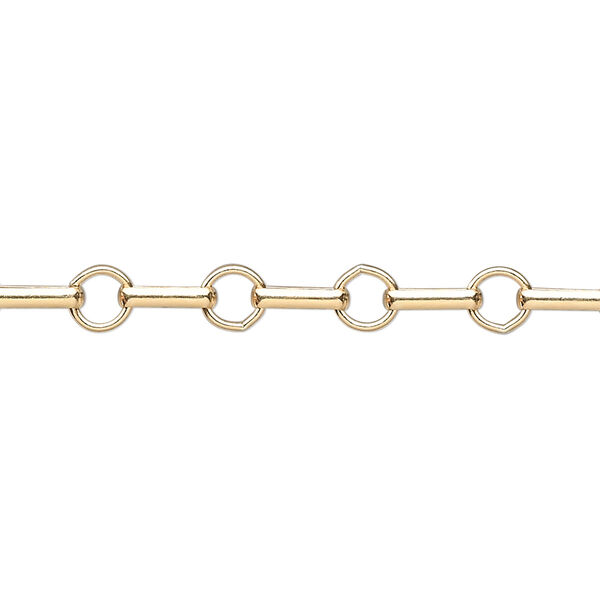 Chain, 14Kt gold-filled, 5mm bar and link. Sold per pkg of 5 feet. image number 0