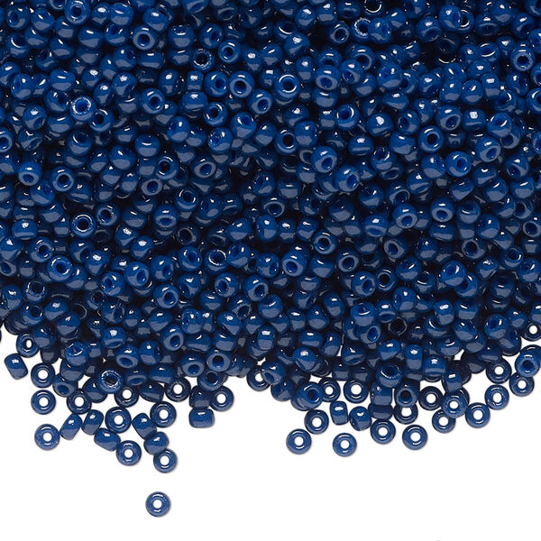 Seed bead, Miyuki, glass, pkg/250g, #11 rocaille, Duracoat® opaque outside dyed navy blue, (RR-4493). image number 0