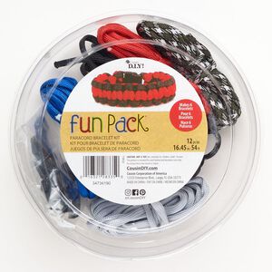 Cord and clasp assortment 1pkg12, nylon and plastic, mixed colors, 5mm round parachute cord and 29x15mm buckle clasp. Sold per pkg of 4.