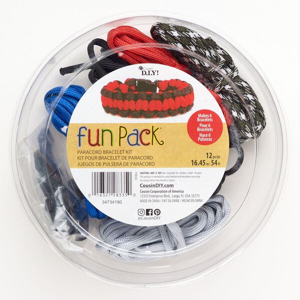 Cord and clasp assortment 1pkg12, nylon and plastic, mixed colors, 5mm round parachute cord and 29x15mm buckle clasp. Sold per pkg of 4. image number 0