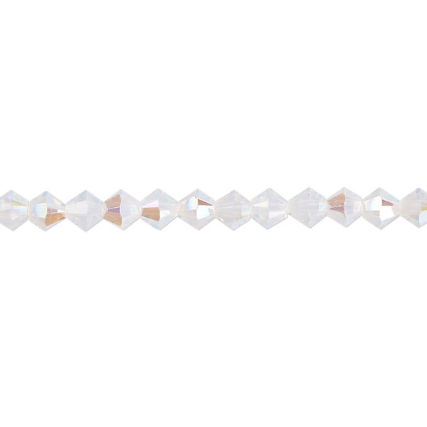 Bead 48pk white opal shimmer, Crystal Passions® 4mm bicone 5328 image number 0
