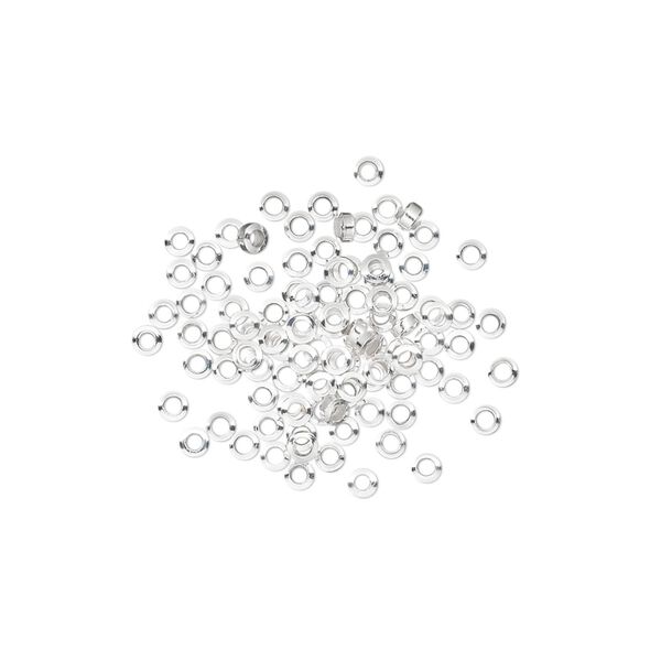 Bead, silver-finished brass, 2x1mm micro rondelle. Sold per pkg of 100. image number 0