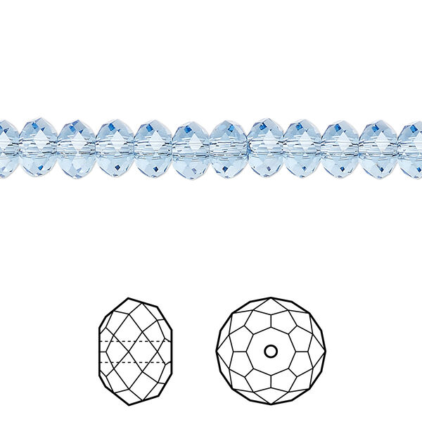 Bead 360pk ice blue, Swarovski® ReCreated™ 6x4mm rondelle 5040 image number 0