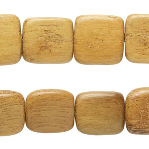 Bead, nangka wood (waxed), 14-15mm flat square. Sold per pkg of (2) 7-inch strands, approximately 25 beads.
