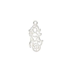 Charm Amoracast® 1pkg1 sterling silver, 16x8.5mm 2-sided open mermaid