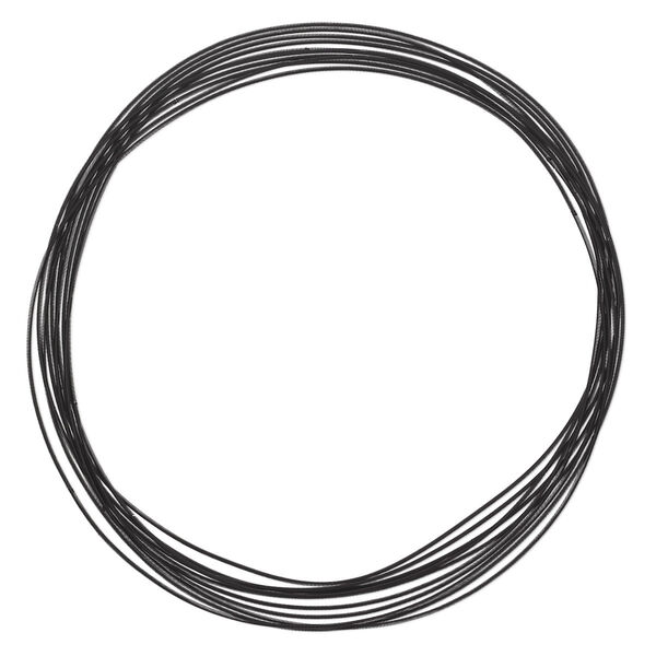 Necklace cord, steel, black, 1.3mm coil, 18 inches with twist-in ends. Sold per pkg of 10. image number 0