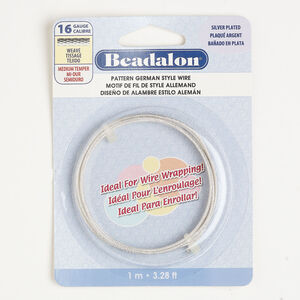 Wire, Beadalon® 1pkg1 silver-plated copper, weave round, 16 gauge, 1 meter section.