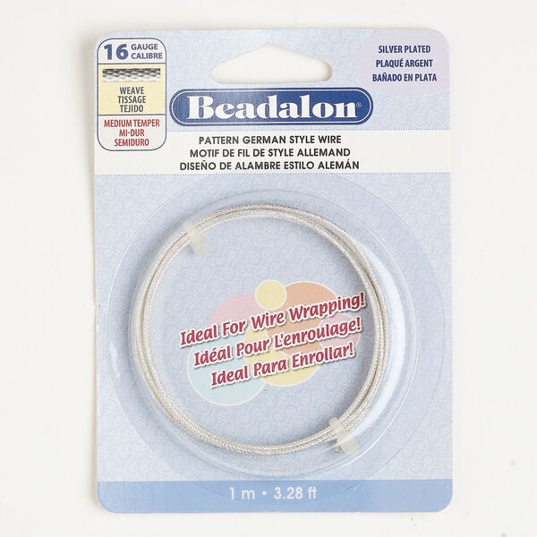 Wire, Beadalon® 1pkg1 silver-plated copper, weave round, 16 gauge, 1 meter section. image number 0
