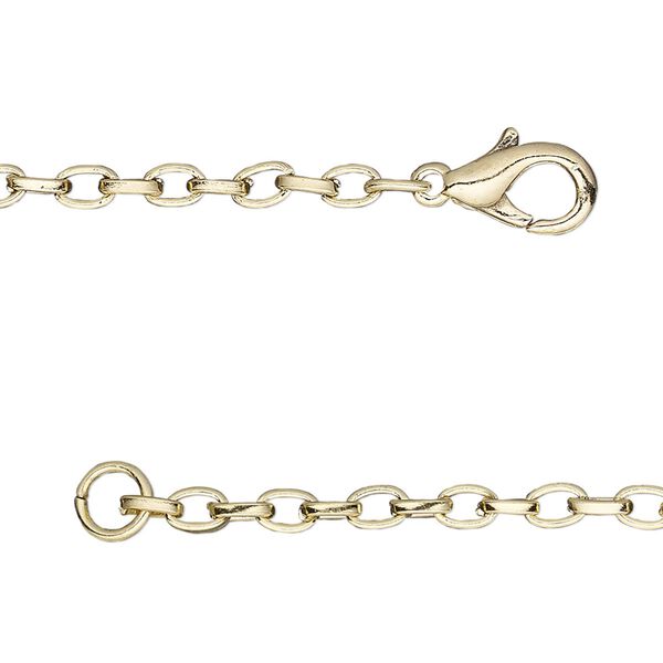 Chain, gold-finished steel and "pewter" (zinc-based alloy), 5x3mm oval rolo, 18 inches with lobster claw clasp. Sold individually. image number 0