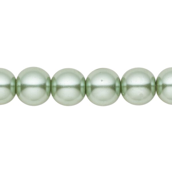 Bead, crystal pearl, sage, 10mm round. Sold per pkg of (2) 15-1/2" to 16" strands, approximately 80 beads. image number 0