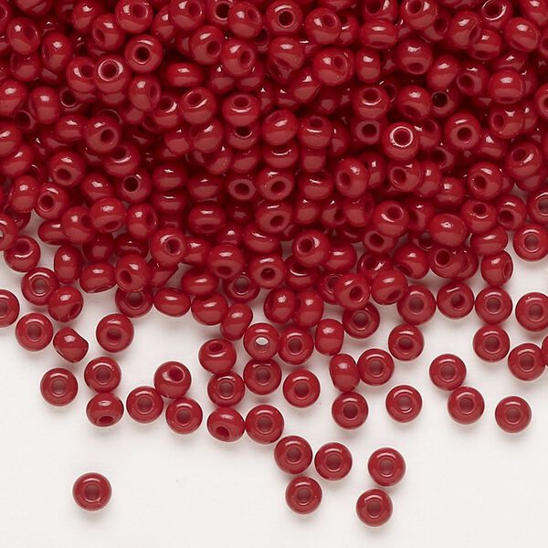 Seed bead, Preciosa Ornela Czech glass, pkg/50g, #8 rocaille, opaque red coral, (93310). image number 0