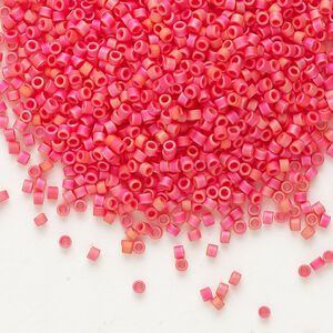 Seed bead, Delica®, glass, pkg/50g, #11 round, opaque matte rainbow coral (DB-0873).