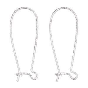 Ear wire kidney 1pkg2 sterling silver, 31.5mm diamond-cut / open loop, 21 gauge 1 pair