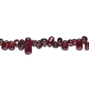 Garnet 1pkg1, hand-cut teardrop bead 14 inch 5x3mm-9x4mm