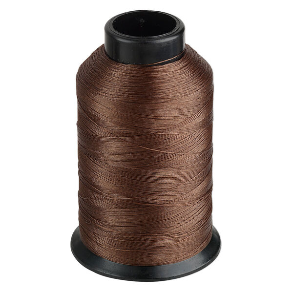 Thread, Nymo®, nylon, brown, size D. Sold per 2-ounce spool, approximately 1,056 yards. image number 0