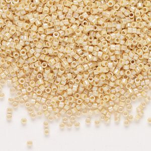 Seed bead, Delica®, glass, pkg/50g, #11 round, opaque rainbow pear (DB-1571).