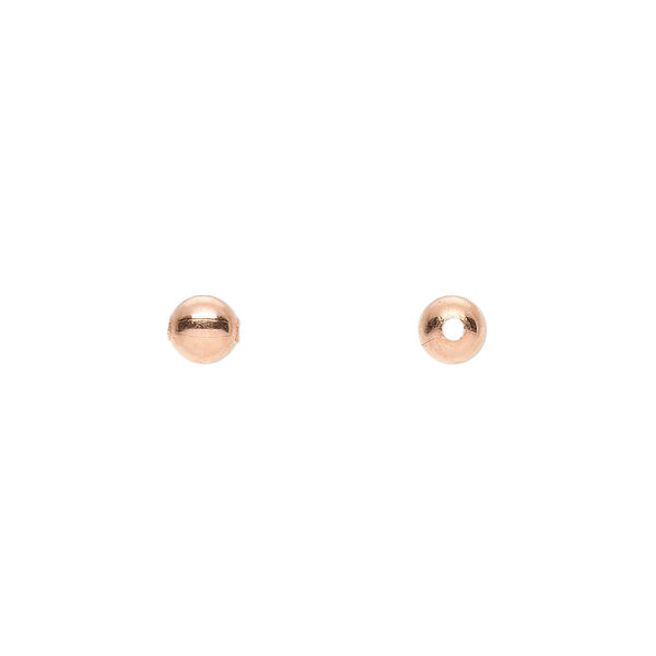 Bead, clear-coated copper, 5mm round. Sold per pkg of 100. image number 0