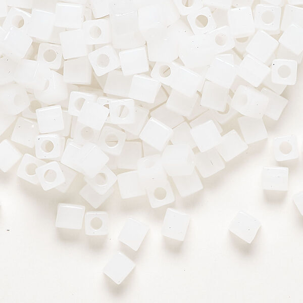 Seed bead, Miyuki, glass, pkg/250g, 3.5-3.7mm square, translucent opal white (SB-550). image number 0