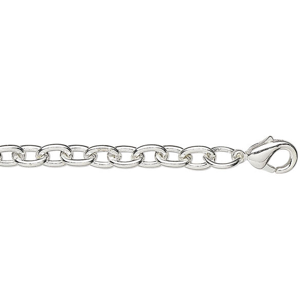 Chain, silver-plated steel, 5x3.5mm heavy cable, 30 inches with lobster claw clasp. Sold per pkg of 10. image number 0