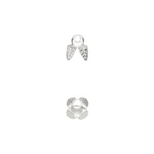 Bead cap, silver-plated brass, 6x5mm 4-prong bell, fits 6-8mm bead. Sold per pkg of 100.