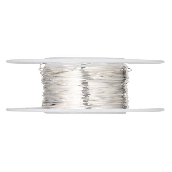 Wire, sterling silver, dead-soft, round, 28 gauge. Sold per 1/4 ounce spool, approximately 33 feet. image number 0