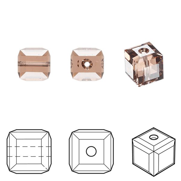 Bead 48pk blush rose, Crystal Passions® 8mm cube 5601 image number 0