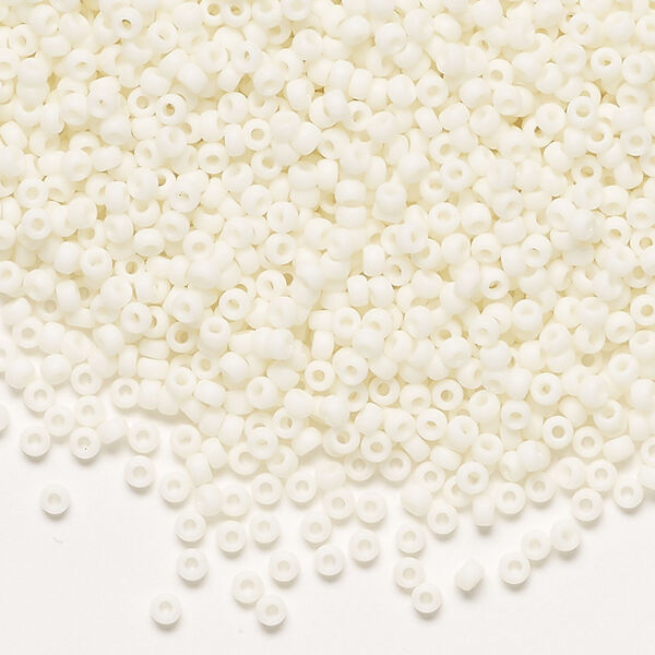 Seed bead, Miyuki 1pkg250g, glass, #11 rocaille, opaque matte glazed luster cream (RR-2021) image number 0