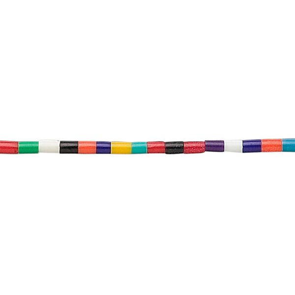 Bead, plastic, multicolored, 2-3mm heishi with 0.6-0.8mm. Sold per 22-inch strand. image number 0