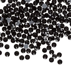 Flat back, Dance With Me™ crystal hotfix rhinestone, jet, foil back, 3-3.2mm rose, SS12. Sold per pkg of 144 (1 gross).