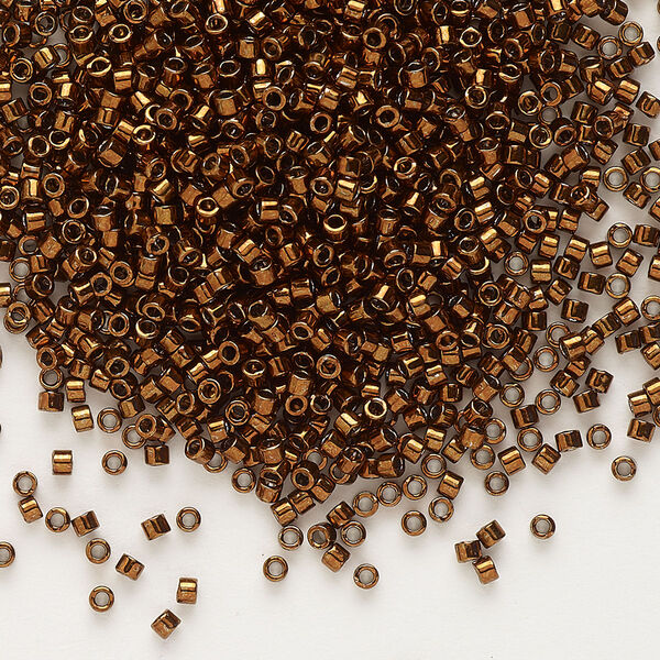 Seed bead, Delica®, glass, pkg/7.5g, #11 round, opaque nickel-plated dyed color tarnished copper (DB-0461). image number 0