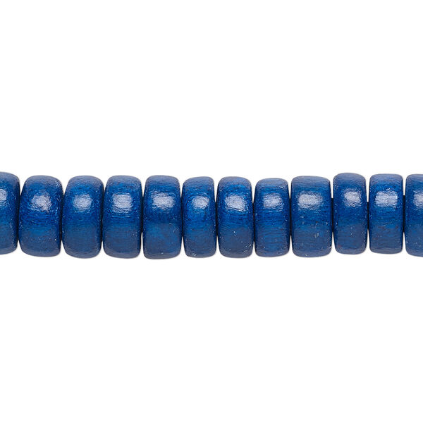 Bead, Taiwanese cheesewood (dyed / waxed), dark blue, 8x4mm rondelle. Sold per pkg of (2) 15-1/2" to 16" strands. image number 0