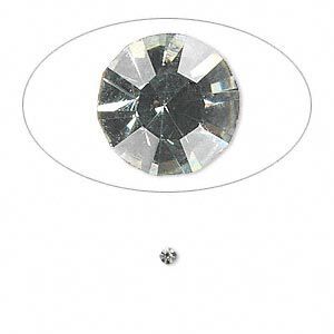 Chaton, glass rhinestone, black diamond, foil back, 2.1-2.2mm faceted round, PP15. Sold per pkg of 72.