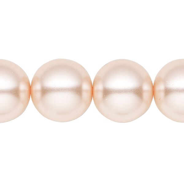 Bead, crystal pearl, medium pink, 16mm round. Sold per 15-1/2" to 16" strand, approximately 25 beads. image number 0