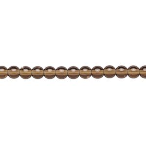 Bead, Preciosa, Czech glass druk, transparent dark brown, 4mm round. Sold per 15-1/2" to 16" strand.