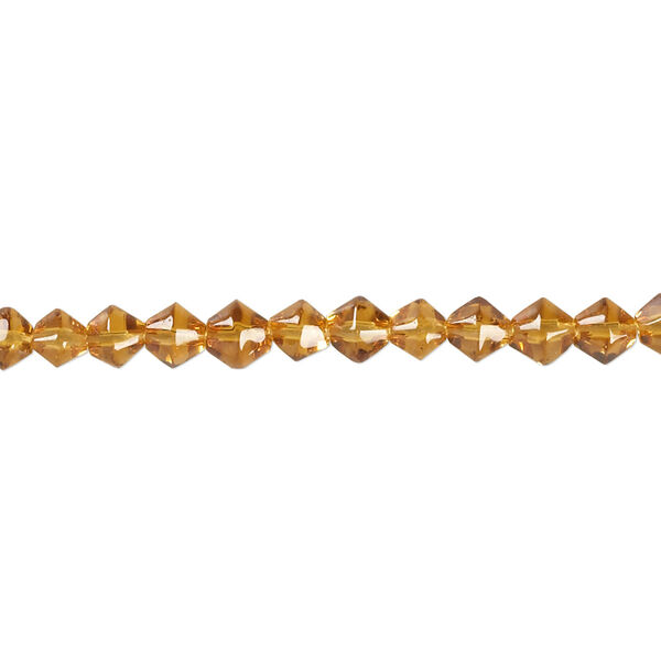 Bead, glass, golden yellow, 3-4mm faceted bicone. Sold per 12-inch strand. image number 0