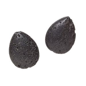 Lava rock 1pkg2, top-drilled teardrop bead 20x15mm
