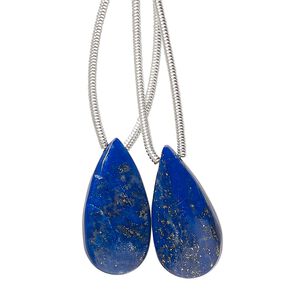Lapis lazuli 1pkg2, hand-cut top-drilled puffed teardrop bead natural 20x10mm