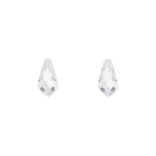 Drop, cubic zirconia, clear, 11x5.5mm hand-drilled faceted teardrop, Mohs hardness 8-1/2. Sold individually. image number 0