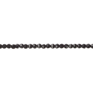 Glass 1pkg1, faceted round bead 14 inch transparent black 2mm