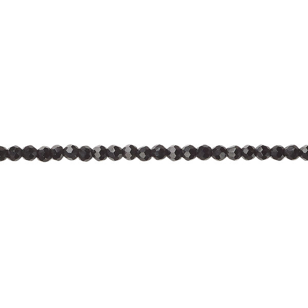 Glass 1pkg1, faceted round bead 14 inch transparent black 2mm image number 0