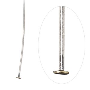 Head pin, antique silver-plated brass, 2 inches, 21 gauge. Sold per pkg of 100.