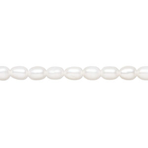 Freshwater pearl 1pkg1, rice, 15.5-16 inch white 4-5mm cultured