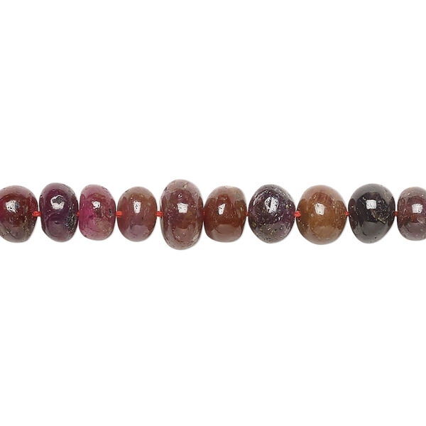 Bead, multi-sapphire (heated), 5x3mm-6x5mm hand-cut rondelle, C grade, Mohs hardness 9. Sold per 14-inch strand, approximately 90 beads. image number 0