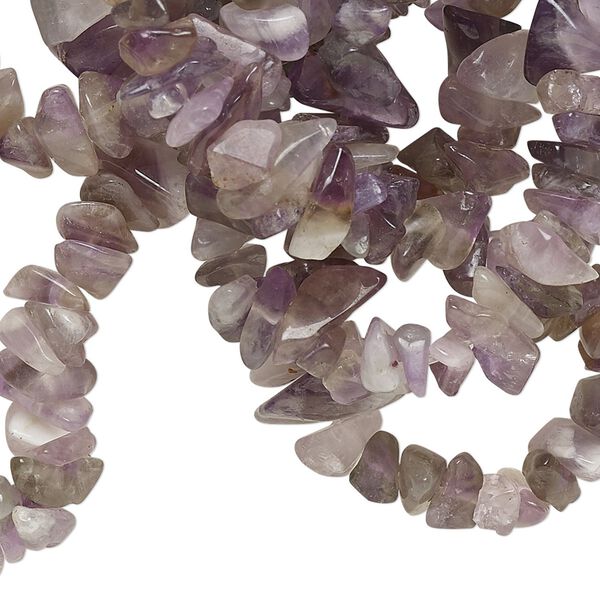 Bead, banded amethyst (natural), light to dark, small chip with 0.4-0.6mm hole, Mohs hardness 7. Sold per 34-inch strand. image number 0