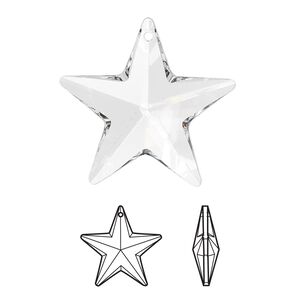 Drop 1pk crystal, Crystal Passions® 28x27mm pendant star 6714
