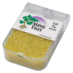 Seed bead, Ming Tree™, glass, pkg/1/4 pound, #11 round, translucent luster yellow.