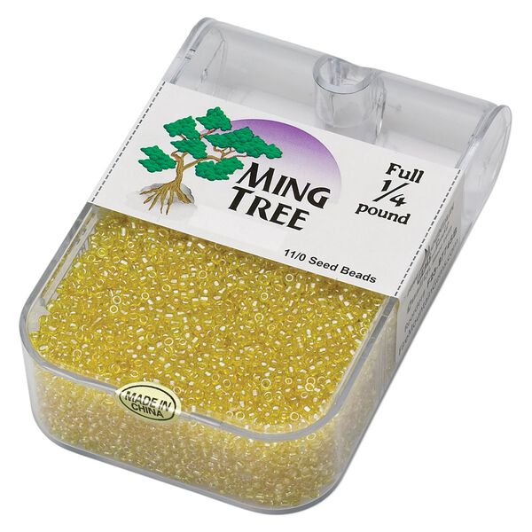 Seed bead, Ming Tree™, glass, pkg/1/4 pound, #11 round, translucent luster yellow. image number 0