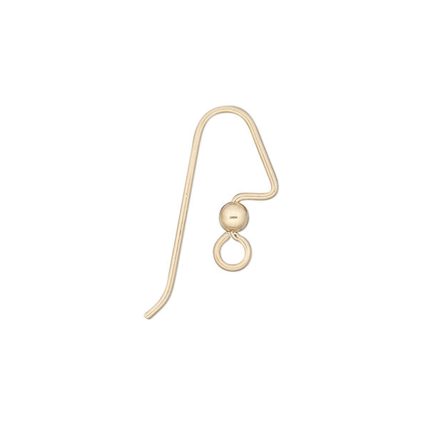 Ear wire, 14Kt gold-filled, 17mm perfect balance angular fishhook with 3mm ball and open loop, 20 gauge. Sold per pkg of 25 pairs. image number 0