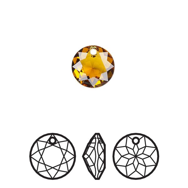 Drop 2pk topaz, Crystal Passions® 10mm pendant classic cut 6430 image number 0